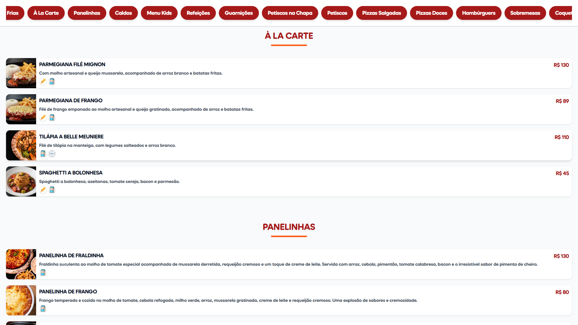 Dinatin Park e Grill - Menu