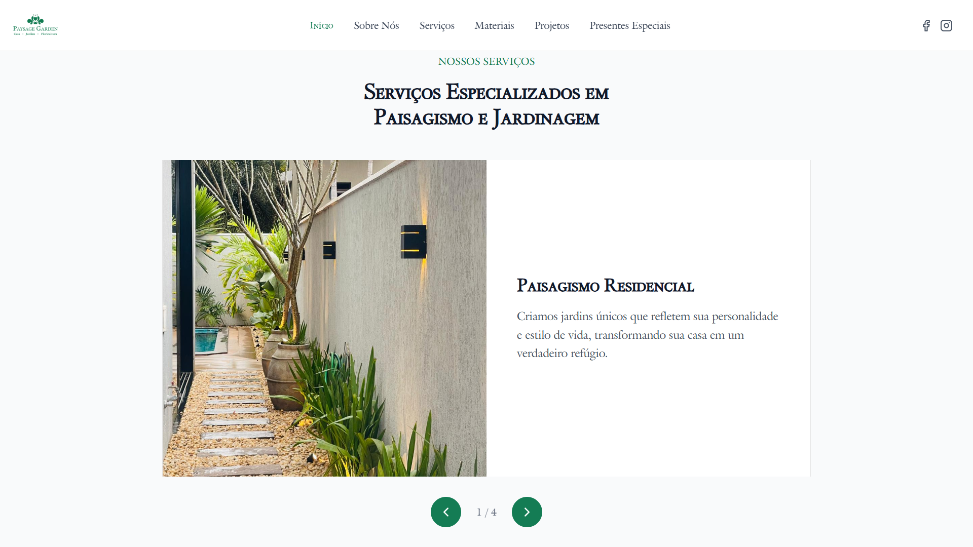 Paysage Garden - Seção de Serviços