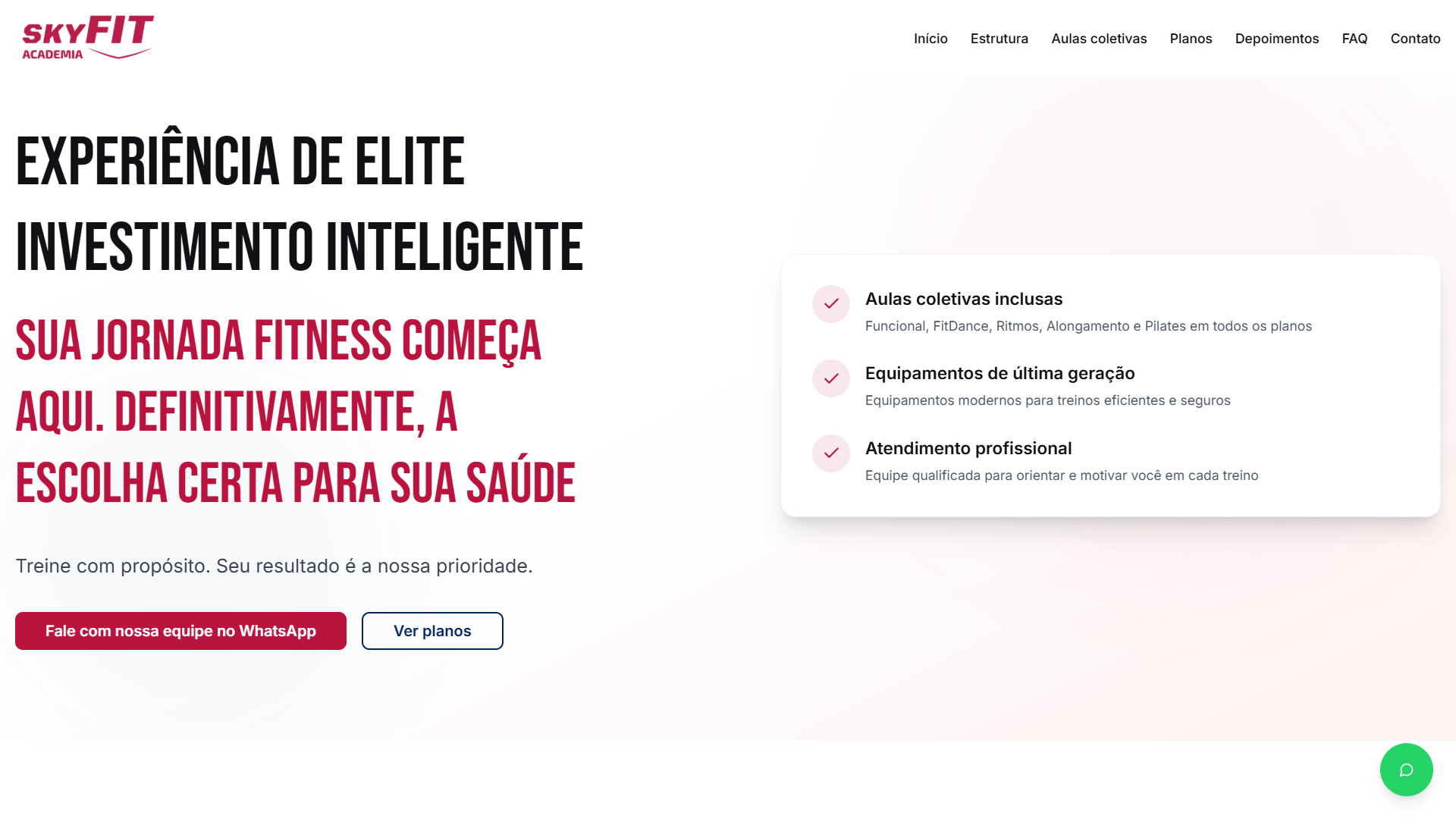 SkyFit Academia - Landing Page